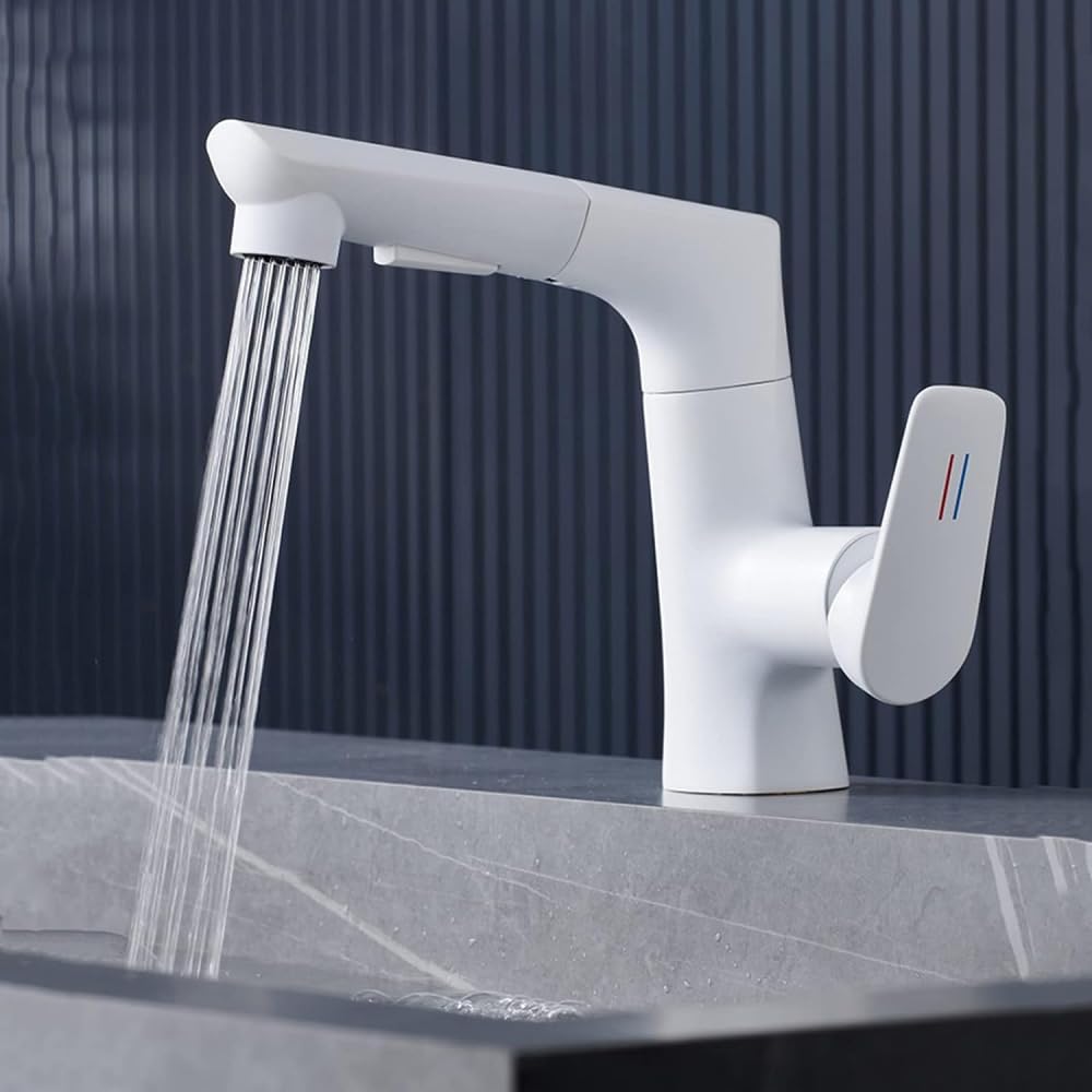 Robinet de lavabo relevable extractible mitigeur de salle de bain laiton