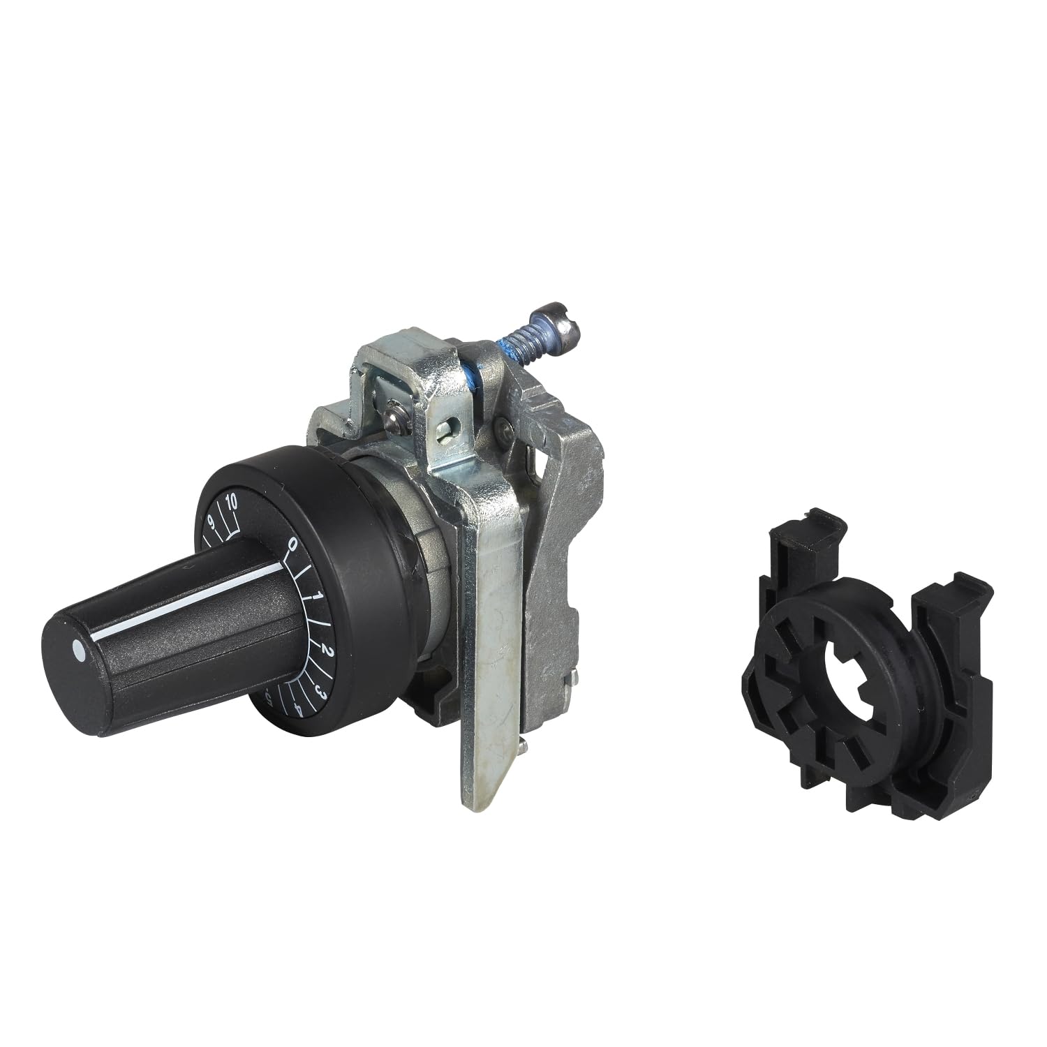 Schneider Potenciómetro zb4bd9127 Tono + Brida de fijación, diámetro de 22, Color Negro, Longitud del Eje de 6 mm
