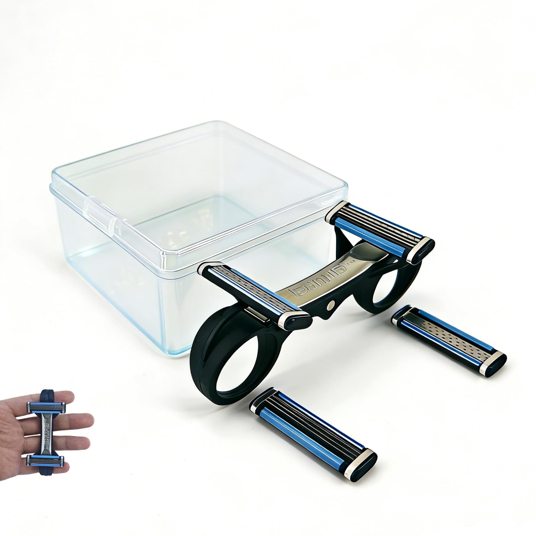 Rasoir à tête chauve pour homme - Kit de rasoir manuel ergonomique à double lame avec lames de rechange et étui de transport de protection