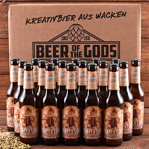 Wacken Brauerei Crafty Loki - Pack de cervezas caseras - 18 botellas de 0,33 l de cerveza nórdica ale clara - La cerveza de los dioses - 2° premio en el World Beer Award