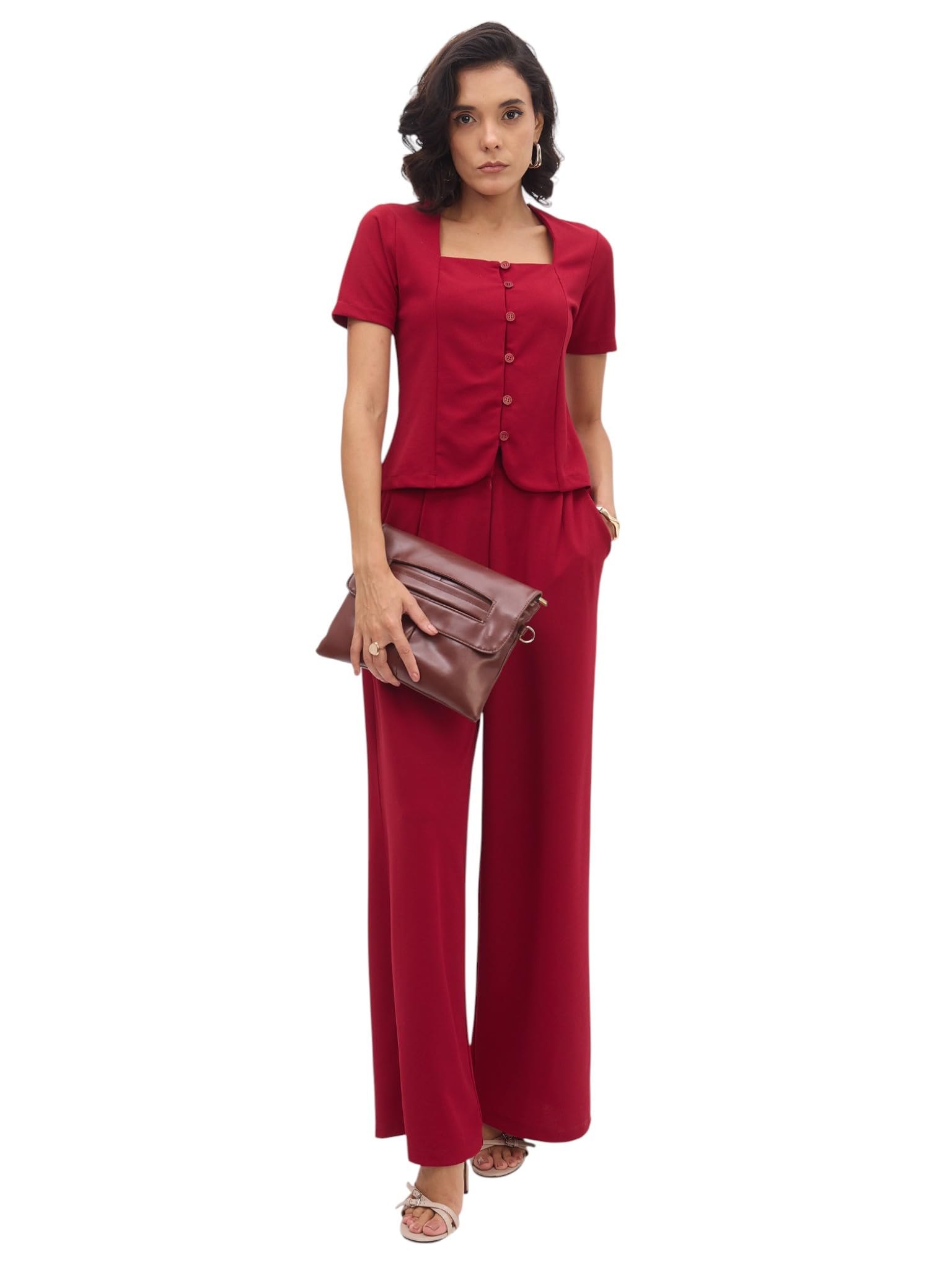 sassafras worklyf Women's Button Top with Cross Pocket Pants-picture-19