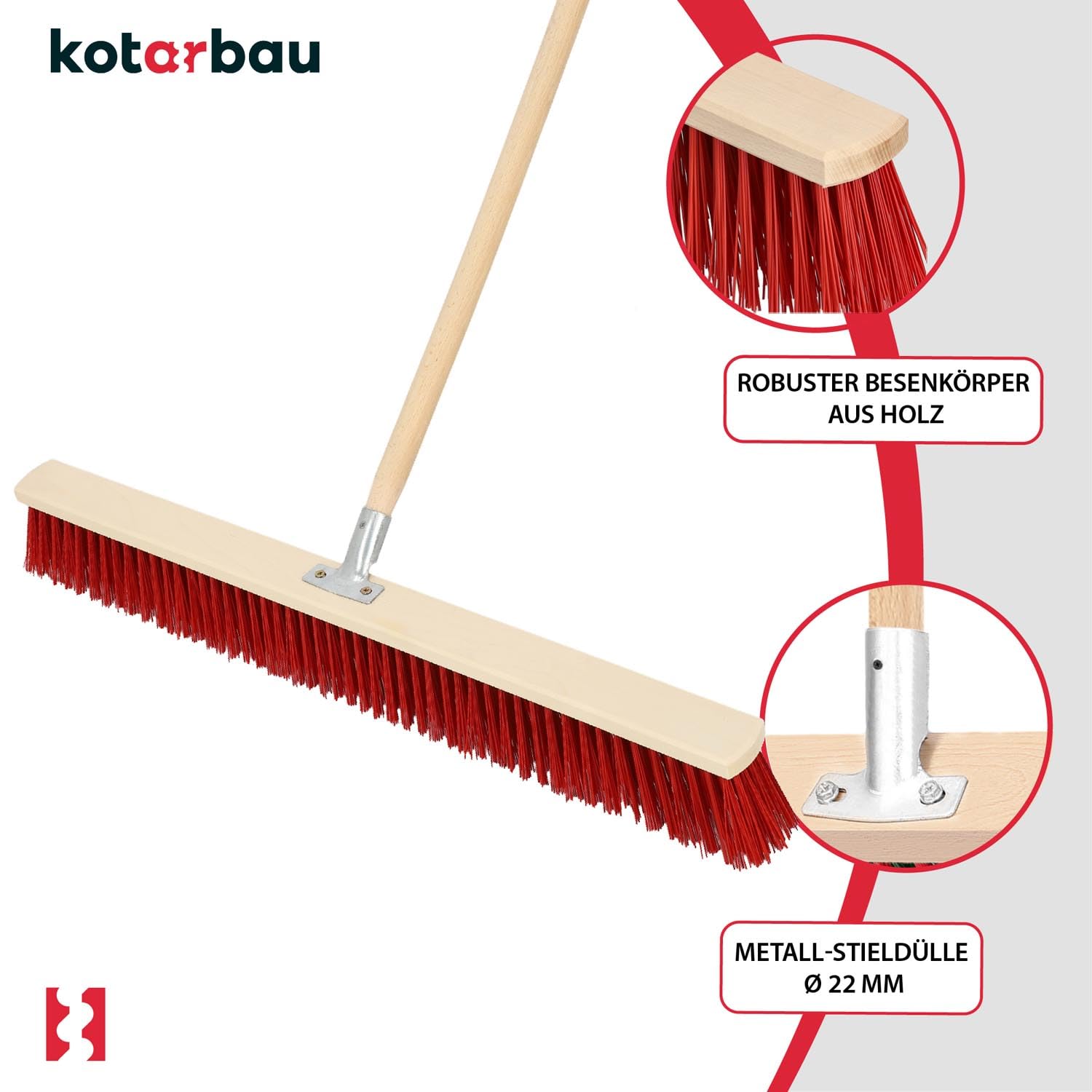 Scopa A Spinta Eyliden 45cm - Manico Regolabile 127-168cm | Per Interni Ed Esterni | Setole Rigide Resistente - Foto 3