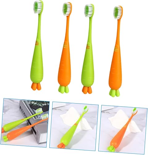 Miniatura 5 de Juego de cepillos de dientes manuales para niños y niñas, 4 piezas, ergonómico, cepillo de dientes para niños y niñas, cerdas suaves