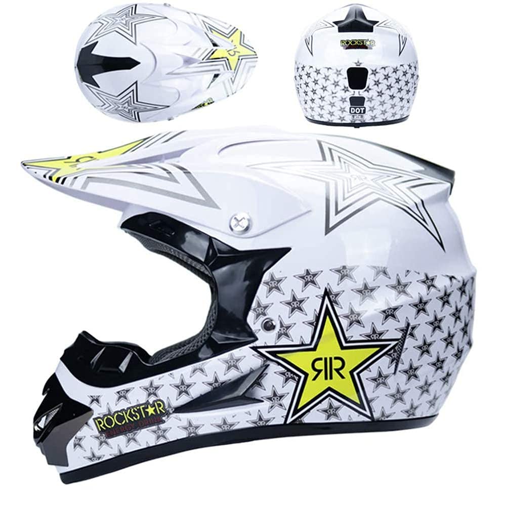 Intégral MTB Casque Motocross, avec Lunettes Masque Gants, Jeunesse Enfant Hors Route Enduro VTT Scooter Moto Casque, Sports Extrêmes Descente BMX Dirt Bike Accident Casque