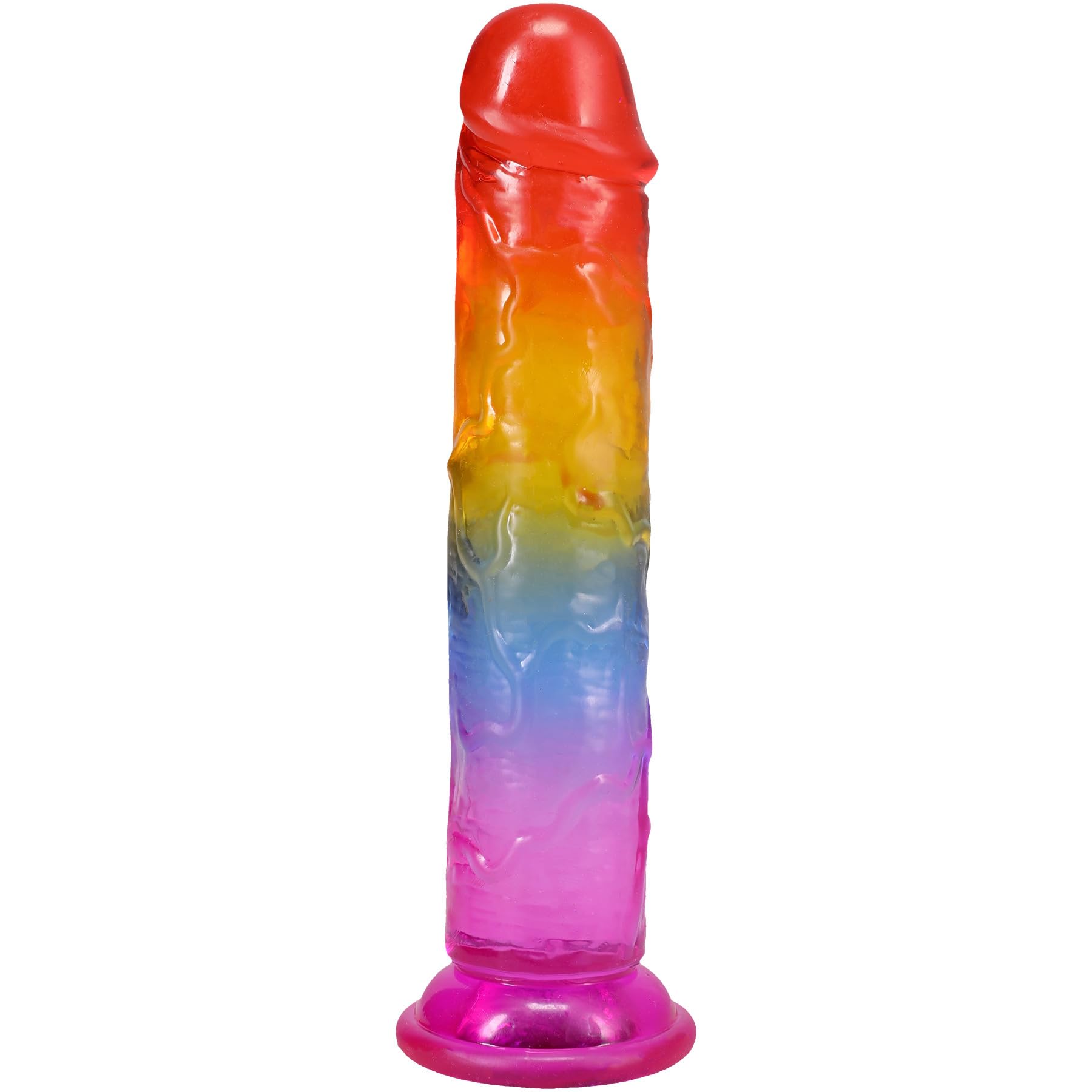 Doc Johnson Crystal Jellies - 8.5 Inch Realistic - Dildo - for Adults Only, Rainbow: 7 Inch Dong