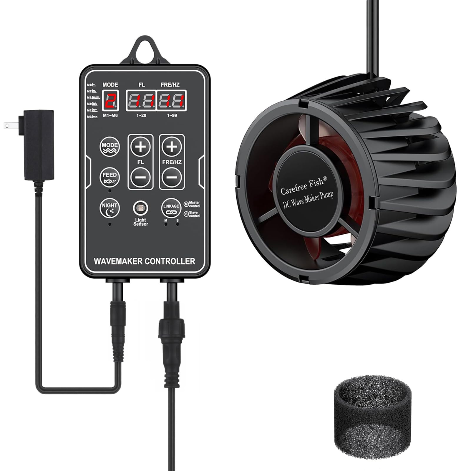 Carefree Fish Aquarium DC24V Magnetic Wave Maker 3600Gph 20W with Digital Led Display Controller Quiet and Powerful Powerhead Variable Frequency