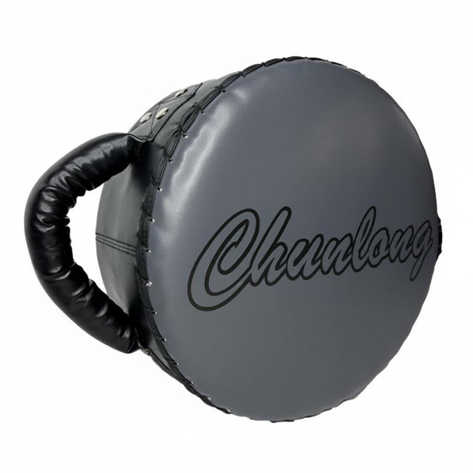Round Impact Pad Synthetic Leather Heavy Punch Target Comfortable Handle Thai-Style Leg Target for Professionals, Coaches, Boxing, Taekwondo Gray-image-18