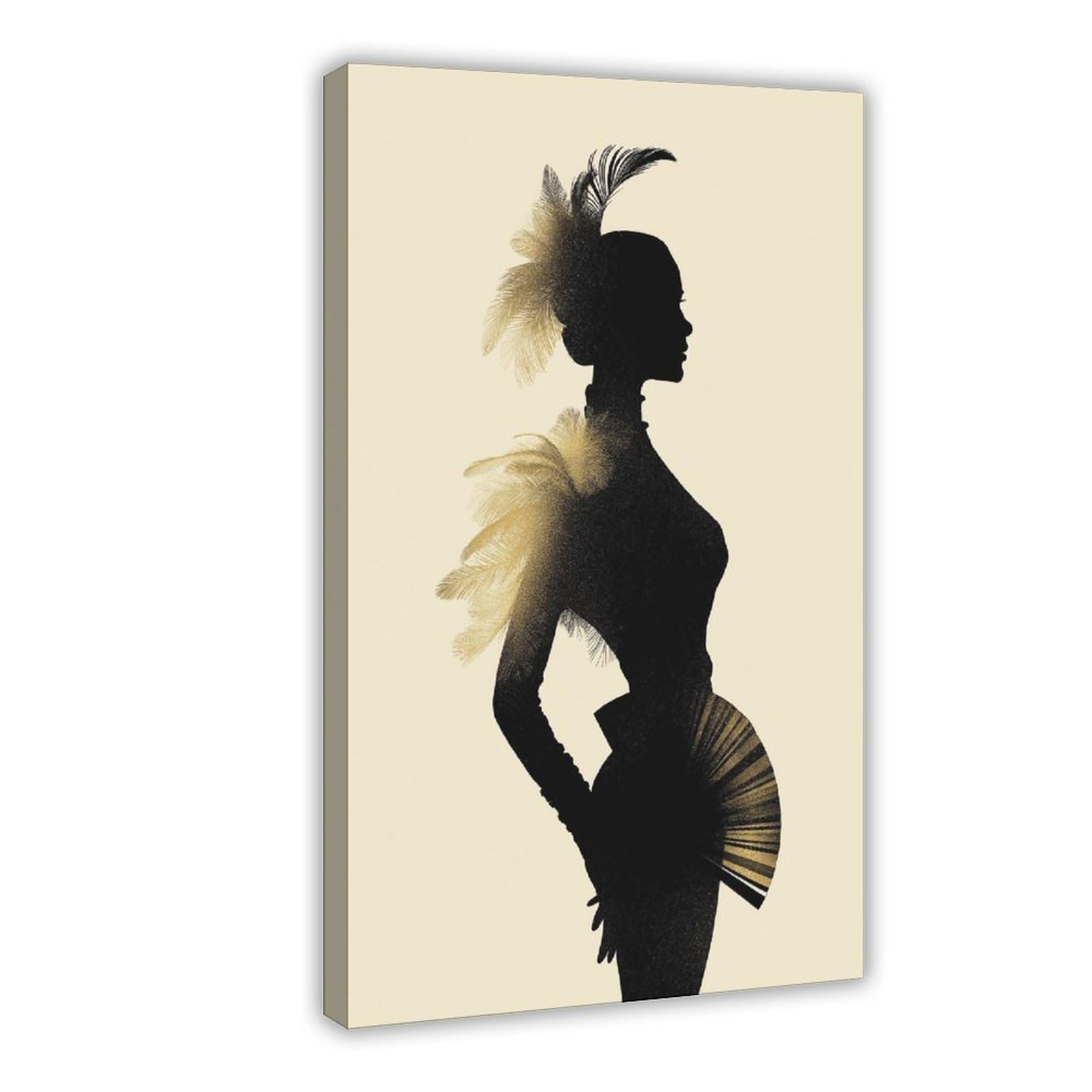 YWTJAX Golden Silhouette Poster Canvas Poster for Dorm Room Decor Gift