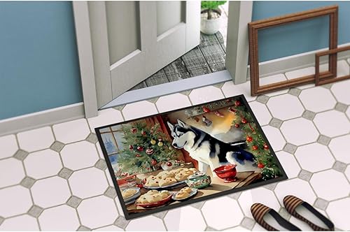 Miniatura 4 de Caroline's Treasures DAC3883JMAT - Felpudo para puerta delantera, diseño de Husky siberiano, diseño de galletas navideñas, para interiores y