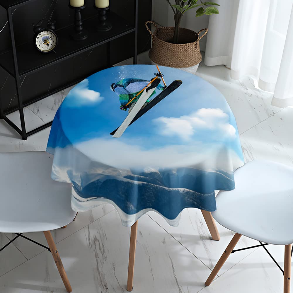 Highdi Nappe Ronde Anti Tache, 3D Feuille D'érable Imprimer Impermeable Nappe De Table De Décoration Pour Cuisine Picnic Party Jardin Table Protection Tables Pour Restaurants (Herbe,Diamètre 120cm