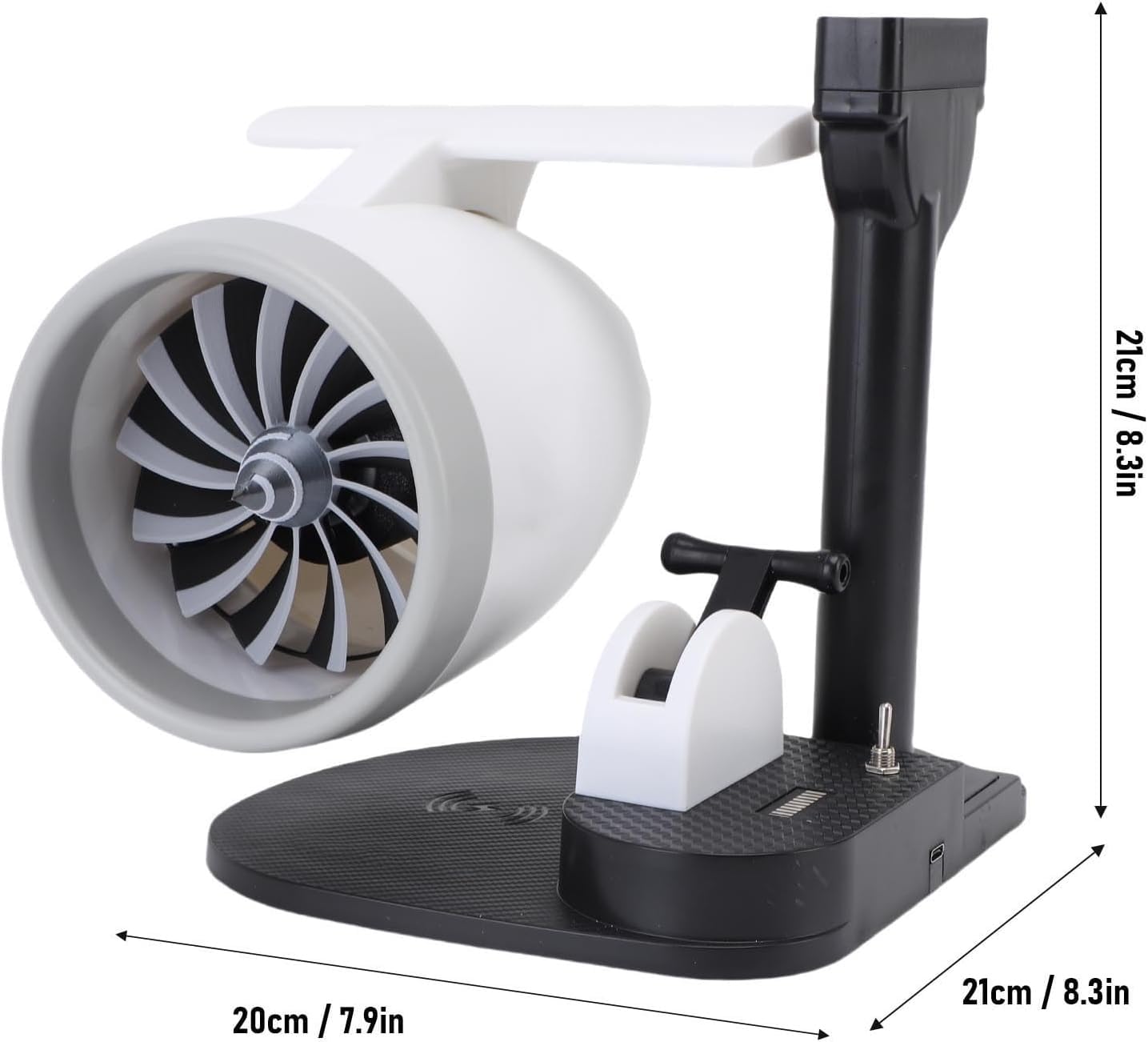 Wentylator biurkowy w stylu silnika odrzutowego z nawilżaczem | Funkcja nawilżania mgiełka, efekt płomienia LED, regulacja prędkości nawiewu, zasilanie USB, idealny do biura domowego
