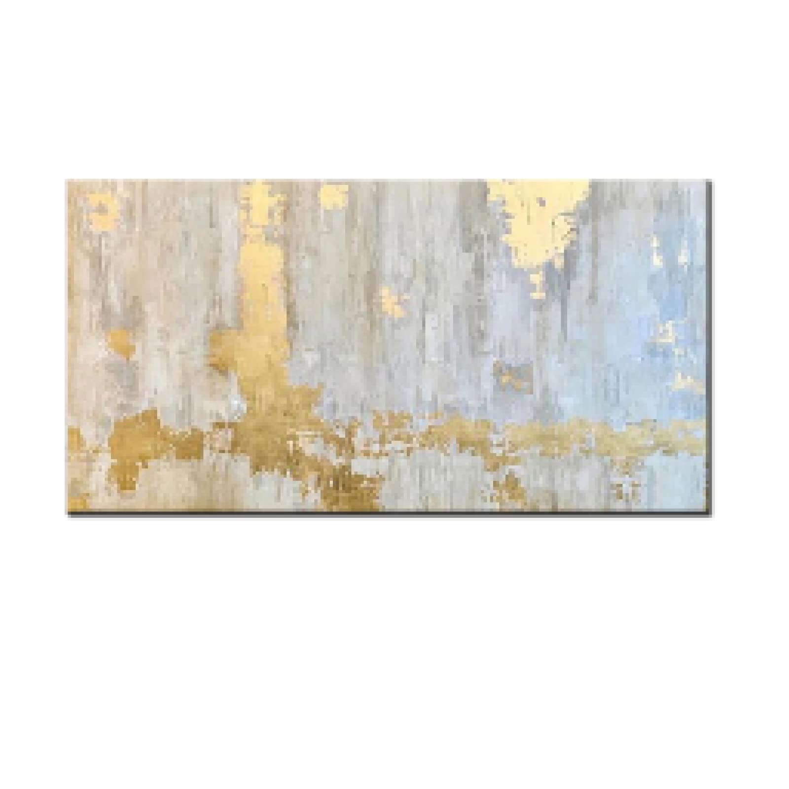 Zhadongli Art No Frame Nordic Wall Art Golden Oil Painting On Canvas Abstract Gold Blue Texture Painting Large Salon Interior Paintings Decor 70X100cm(28X39in) Frameless