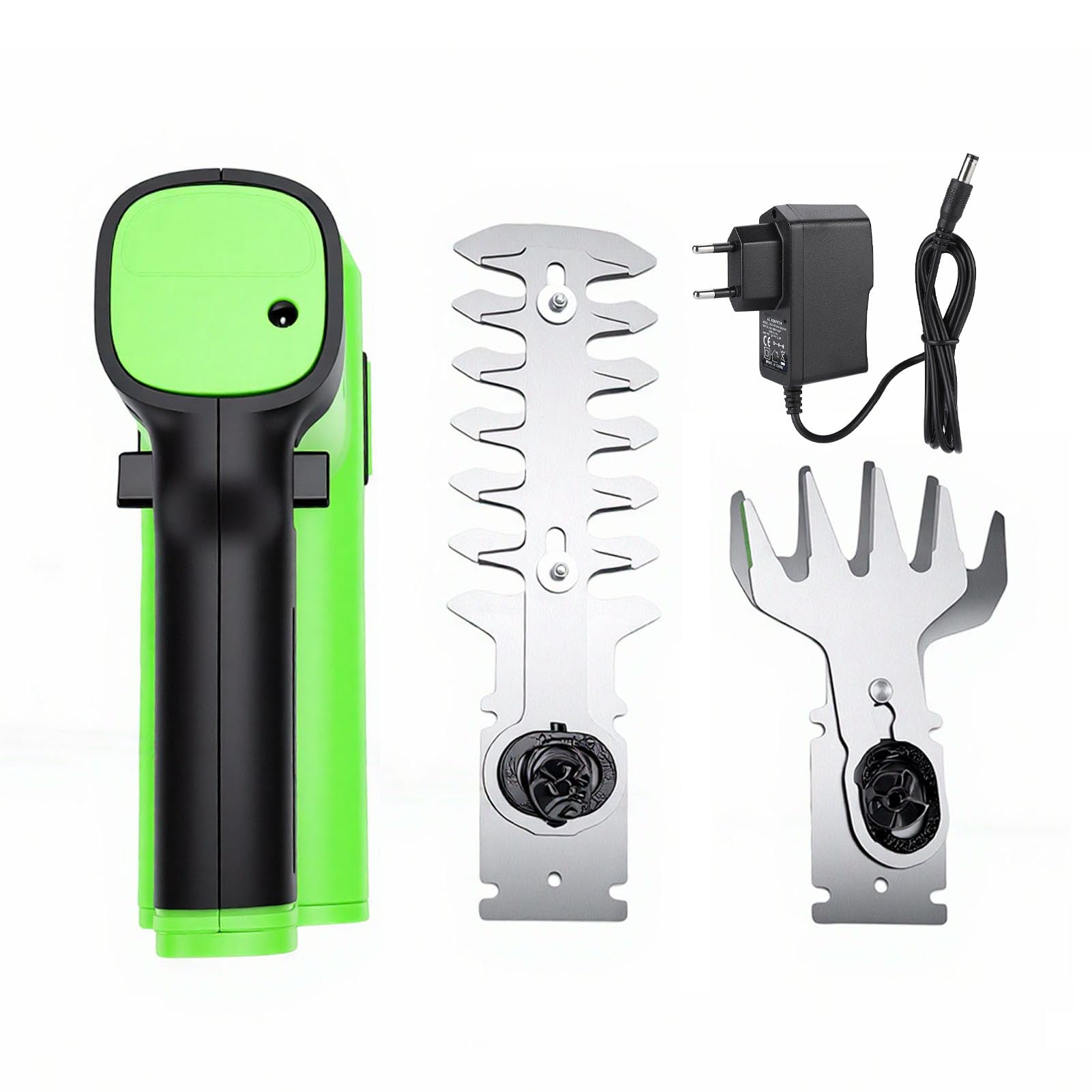 Bewinner Cortadora de Césped y Cortasetos Inalámbrica 2 en 1, Cortadora Eléctrica de Mano de 100 W y 1000 RPM para Arbustos Bordes de Césped, Batería de 1300 MAh, Tiempo de Funcionamiento de 60