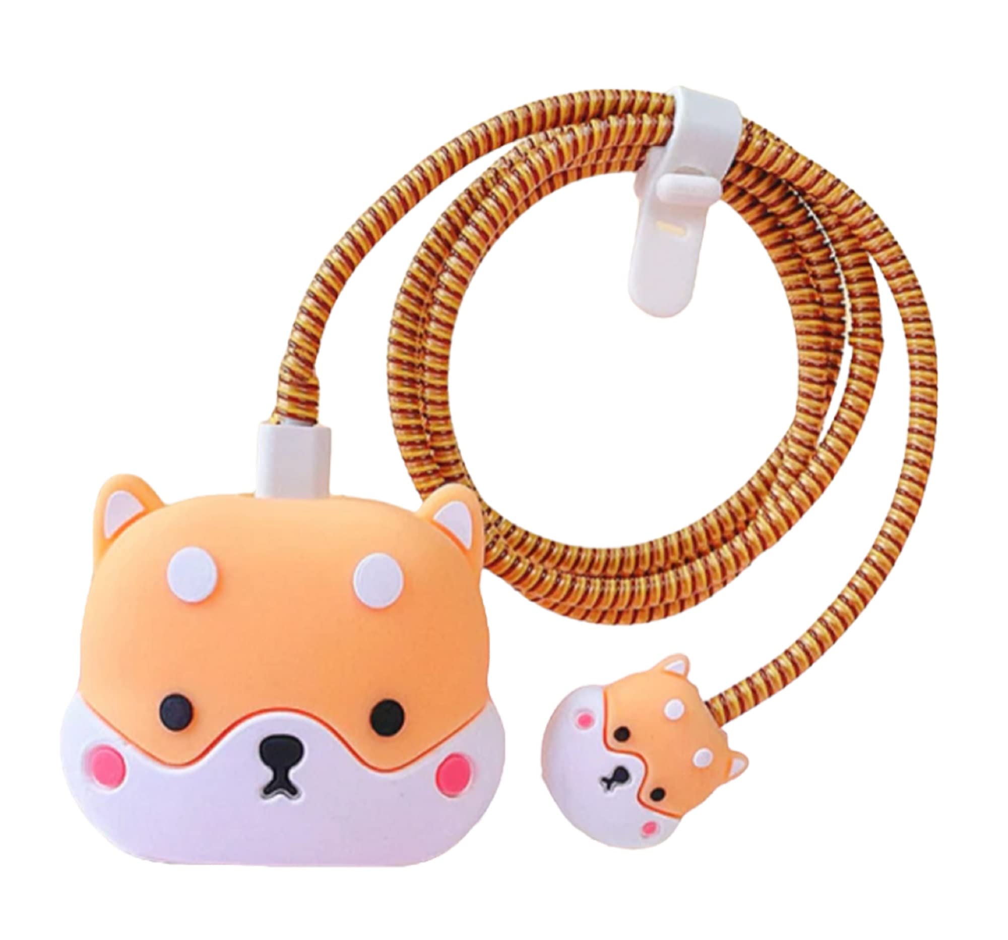 AUGEN iPhone Charger Protector Case, Portable Charger Cover for 20W iPhone USB C Cable, Lightning Cable Cover, Cartoon 3D Design Power Adapter Case for Charging (Cat, Pack of 1)