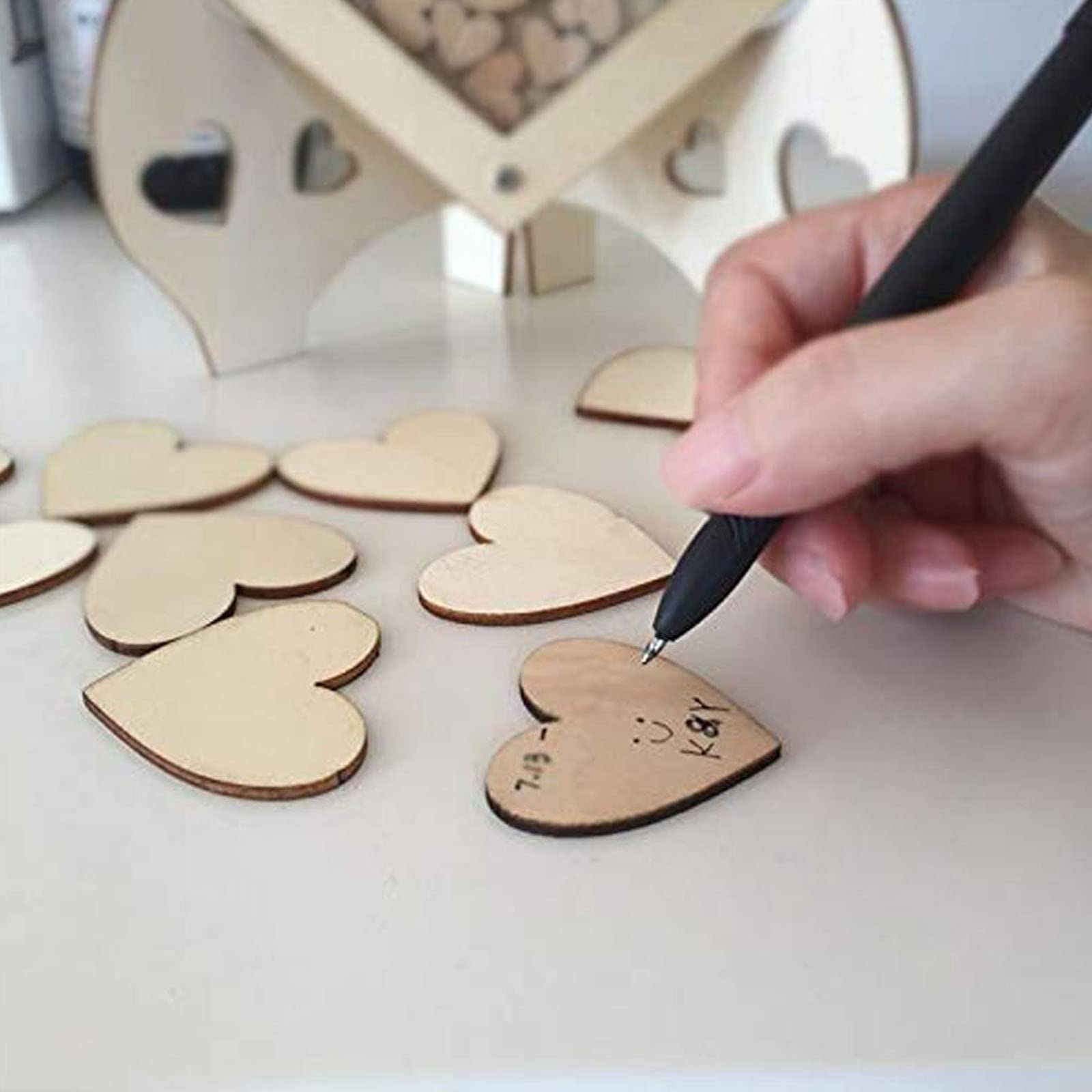 Libro degli ospiti in legno a forma di cuore per matrimonio – Libro degli ospiti personalizzato alternativo con cornice in legno rustico – decorazione unica per matrimoni e libri per visitatori