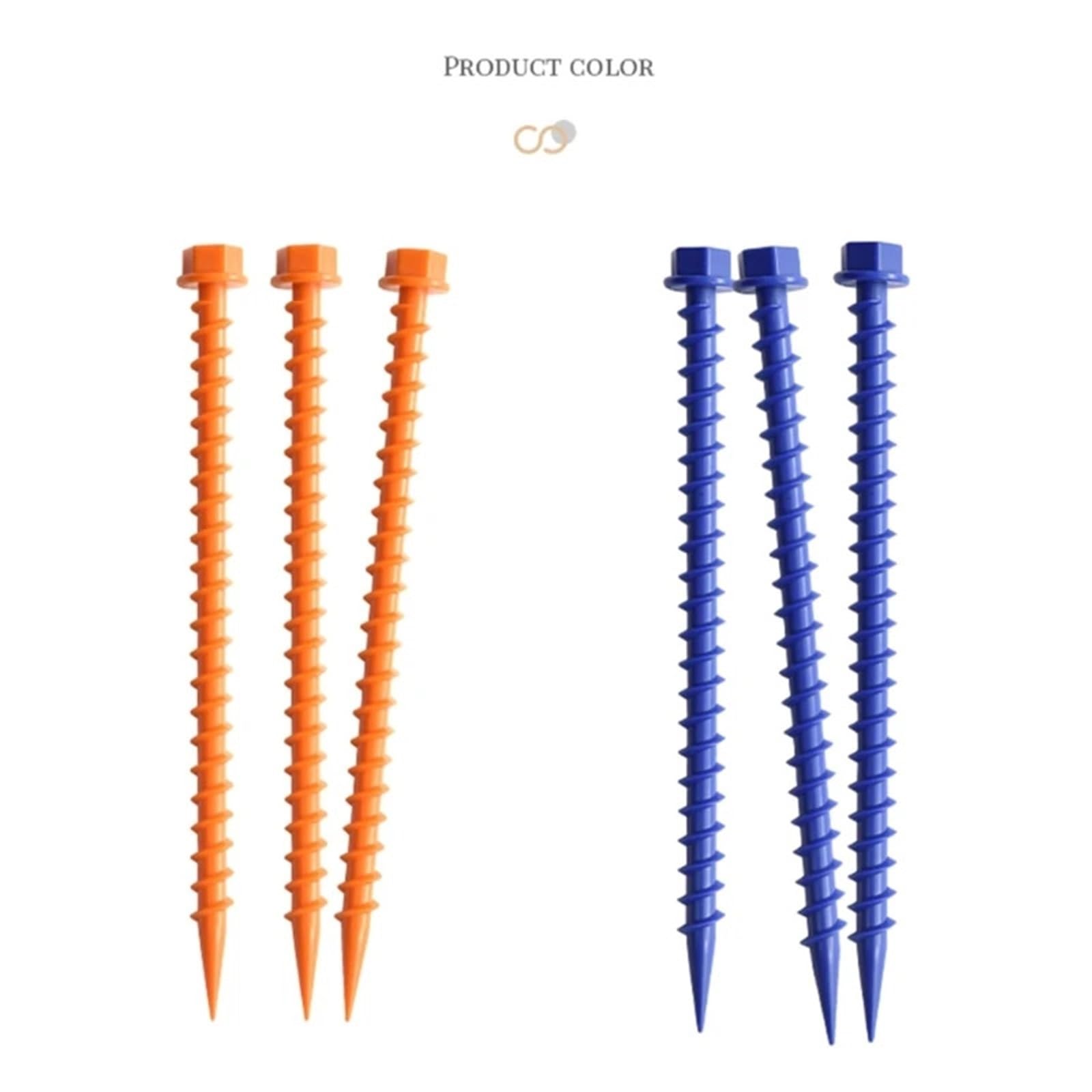 Piquets de Tente Camping, 20 pièces, Clous à vis en Plastique, piquets for la Fixation des tentes, bâches Pluie Plein air pour Camping, Tonnelles(Orange Color)