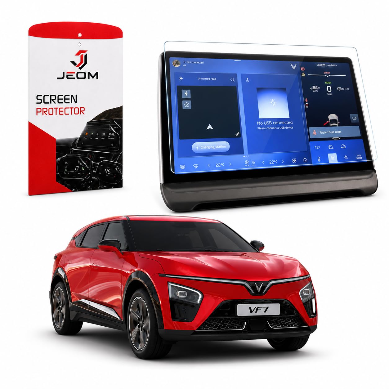jeom premium 9h screen protector/guard for vinfast vf7 & vf6 12.9-inch infotainment display | compatible with 2025-2026 models | scratch resistant, clear & touch sensitive