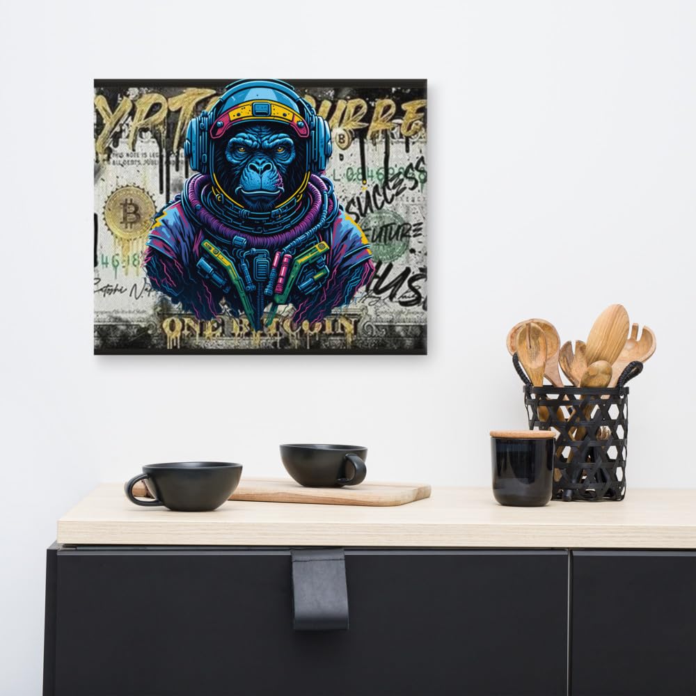 Space Ape Inspirational Motivational Bitcoin Canvas Painting HODL Crypto BTC Wall Art Pictures Modern Prints Artwork Home Decor for Living Room Bedroom Office Canvas