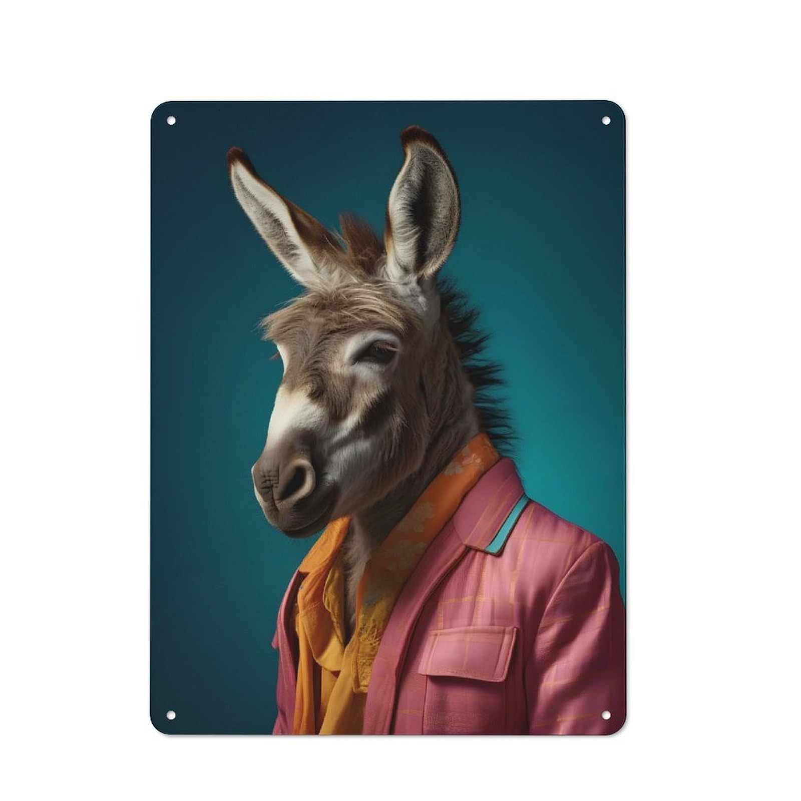 Junmoney Style-2 80S Style Donkey Retro Tin Wall Plaque 40X30cm For Guest Room Or Hallway, For Vintage Wall Decor Fans, For Themed Room Decoration