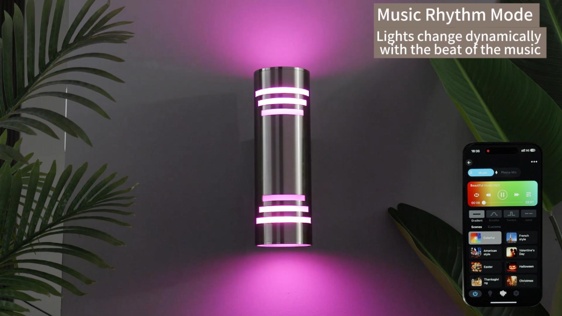 SHIMR Smart Outdoor Wall Lights RGBCW, Modern Color Changing