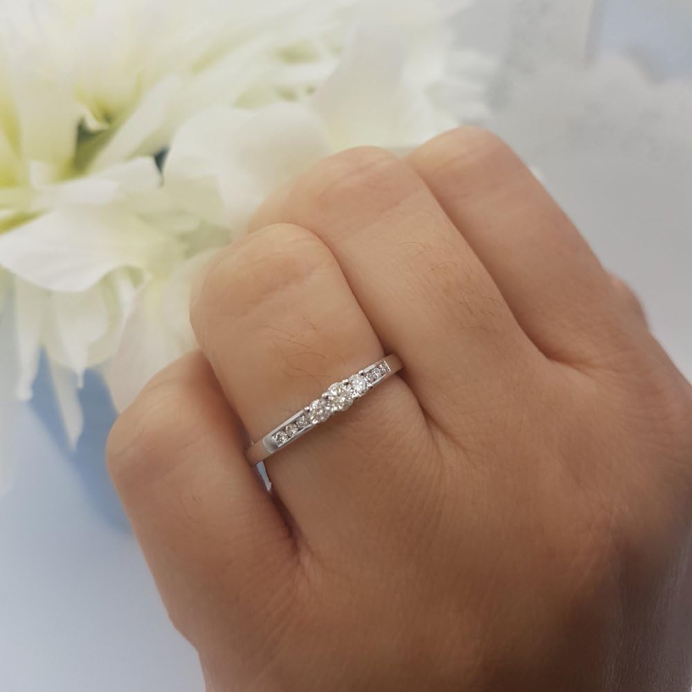 Dazzlingrock Collection 0.35 Ctw Thin 14K Real Solid Gold Round Natural Diamond Women 3 Stone Engagement Bridal Ring