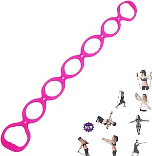7 Ring Stretch Resistance Exercise Band, Miracle Miles Band, Yoga Stretching, Arm, Shoulders Foot, Leg Fitness Home Gym Physical Therapy Band