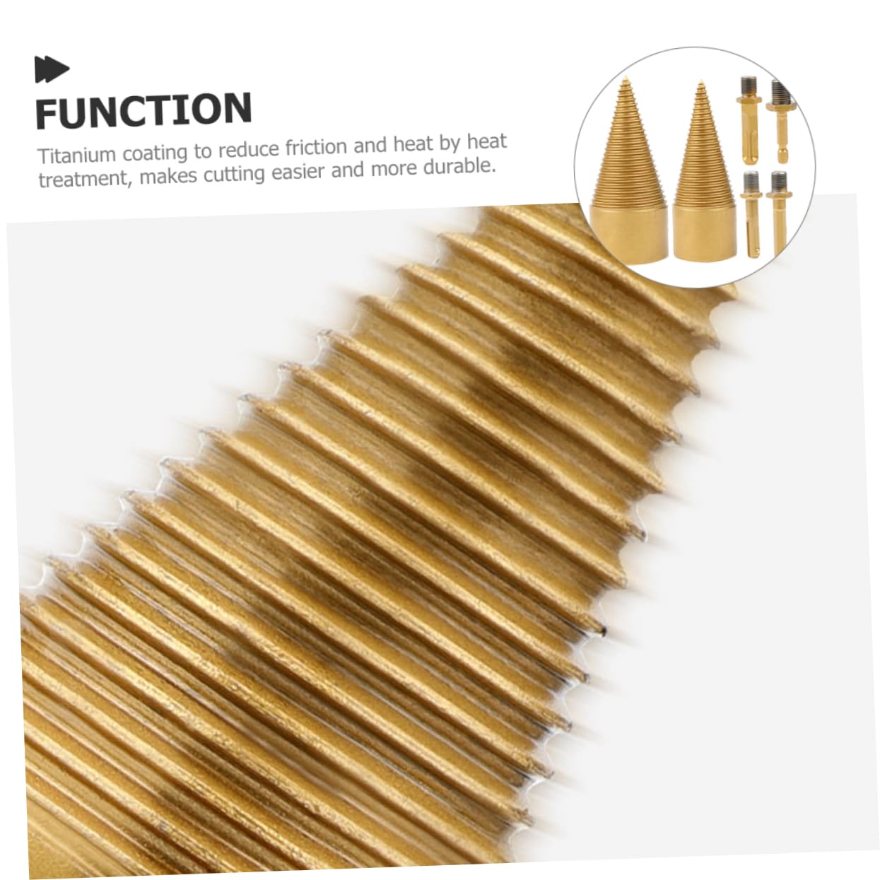 6PC Splitting Wood Drill Bit Set Plastic Box for Firewood and Log Splitting Heavy Duty Firewood Splitter for Outdoor and Indoor Use