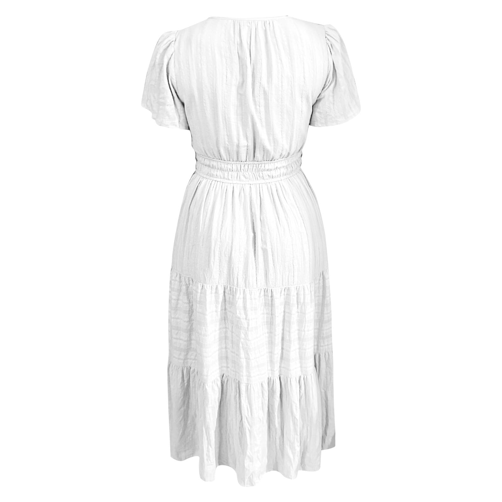 Vestido Mujer Verano Casual Maxi Vestido Largo 2025 Manga Corta Cuello en V Cintura Elástica Elegante Boho Flowy Vestidos Largos Mujeres Ligero Y Ventilado Vestido de Playa Holgado Vestidos Casual