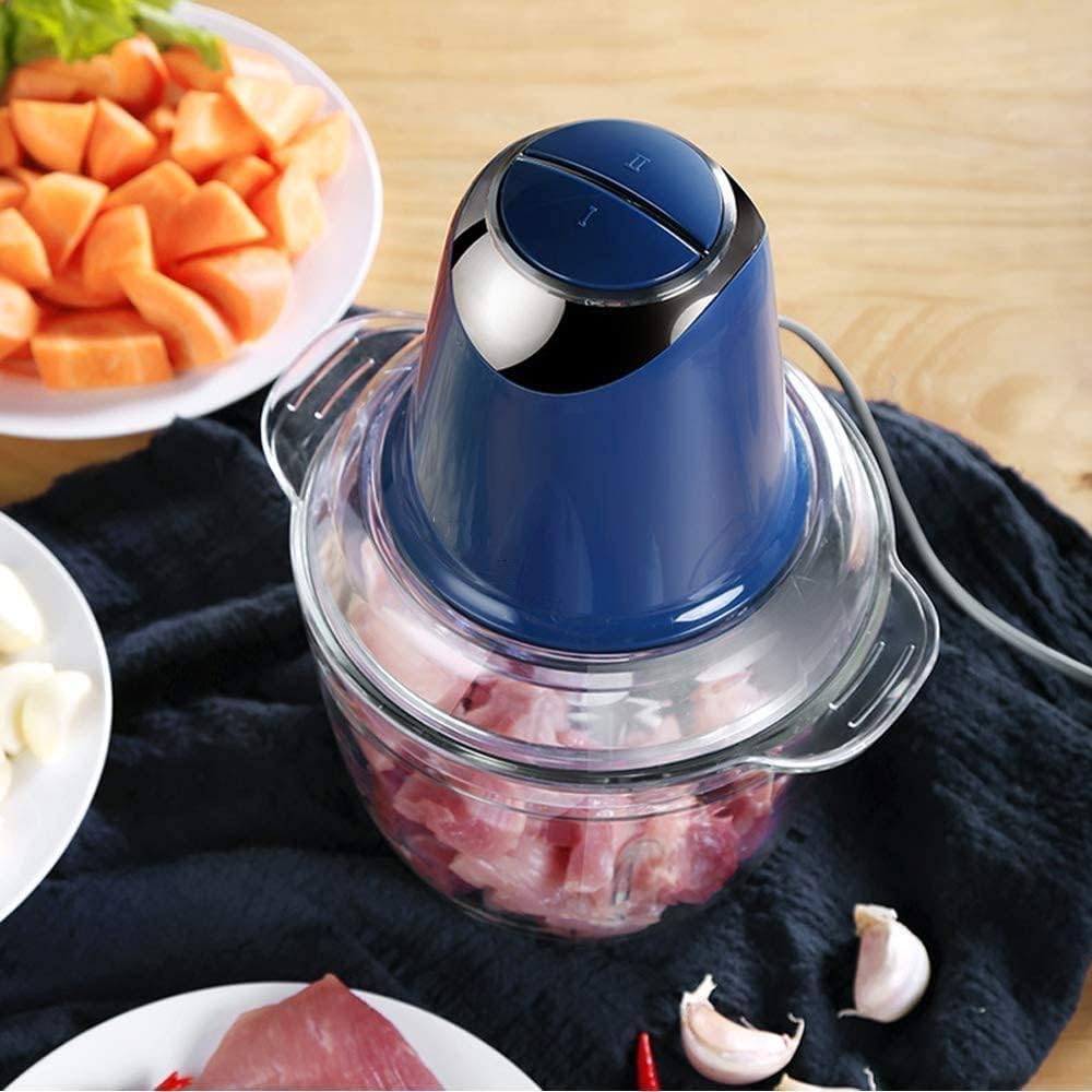 Electric Food Chopper Food Processor Meat Grinder with 1.8L Glass Bowl for Meat Vegetables Fruits and Onions 350W Fast and Slow 2-Speed 4 Stainless Steel Blades