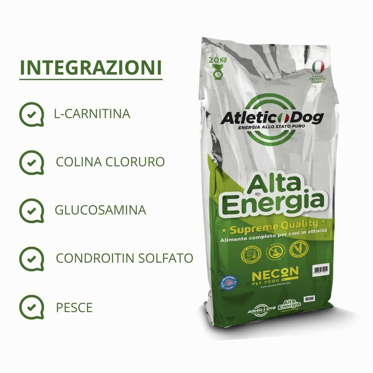 Atletic Dog Alta Energia Mangime Cibo Secco Completo per Cani Adulti in Attività Sportivi di Alta Qualità Confezione 20kg