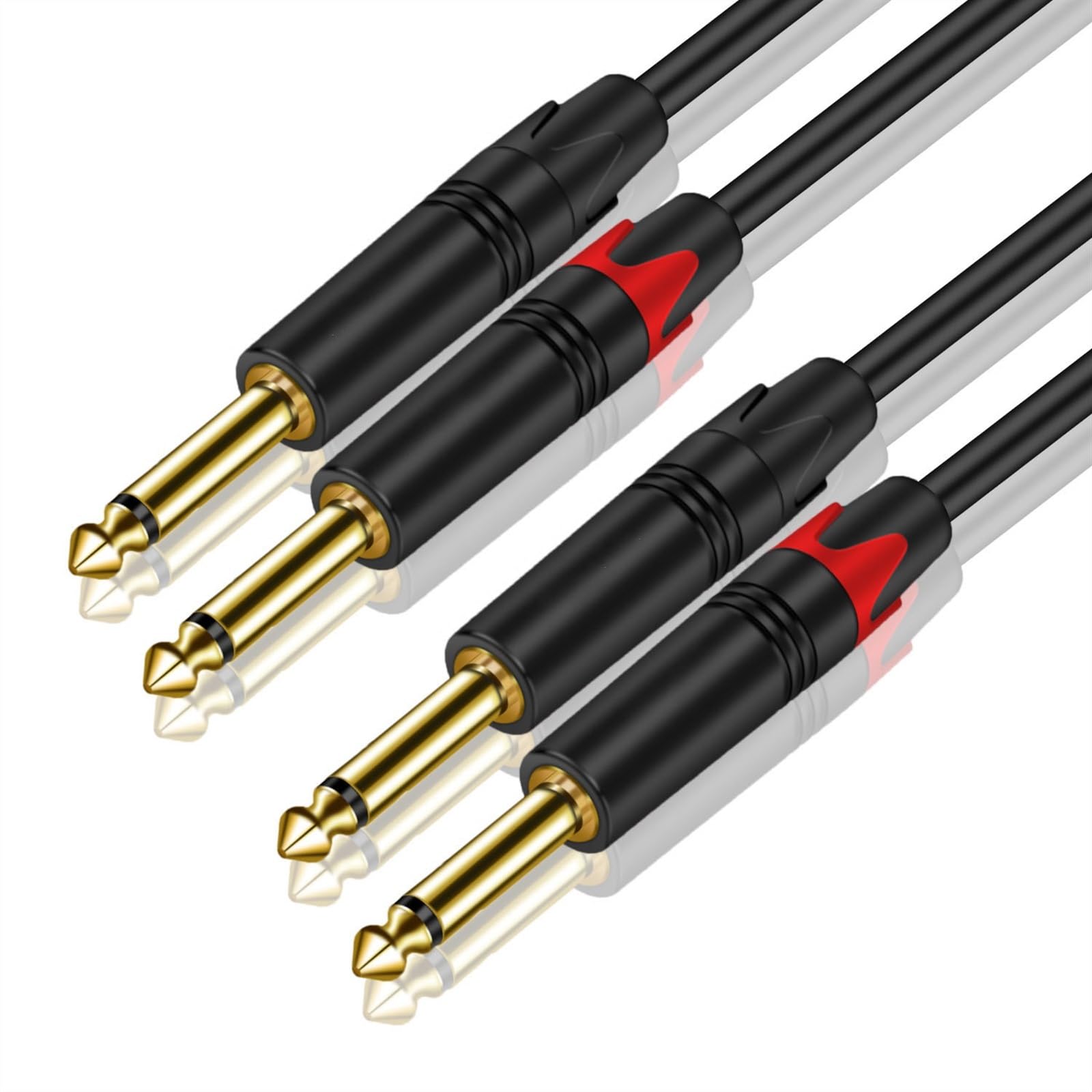 Cavo Audio per Chitarra TS da 6,35 Mm A 6,35 Mm Mono Amp Cavo 2 X 1/4'' TS 6,35 Mm Jack Maschio A 2 X 1/4'' Cavo Audio Maschio (Color : 1m)