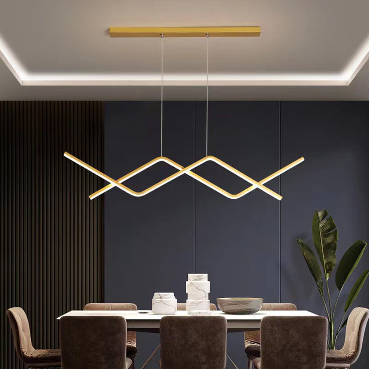 Lámpara colgante LED moderna de aluminio y acrílico regulable para mesa de comedor 8