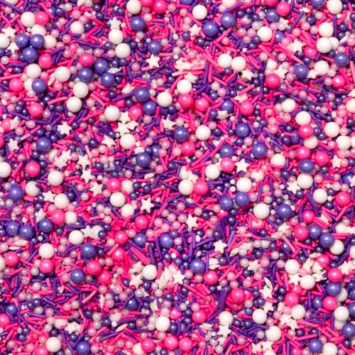 Image of Fancy Sprinkles Call Me Maybe Sprinkle Mix | Pink, Purple & White Jimmies, Stars & Candy Pearls | Cake, Cupcake & Cookie Decorating | Birthday, Baby Shower, Valentine's | 1 Pack (0.5c)