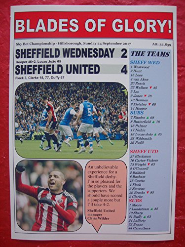 Lilywhite Multimedia Sheffield Miércoles 2 Sheffield United 4-2017 - impresión de recuerdo