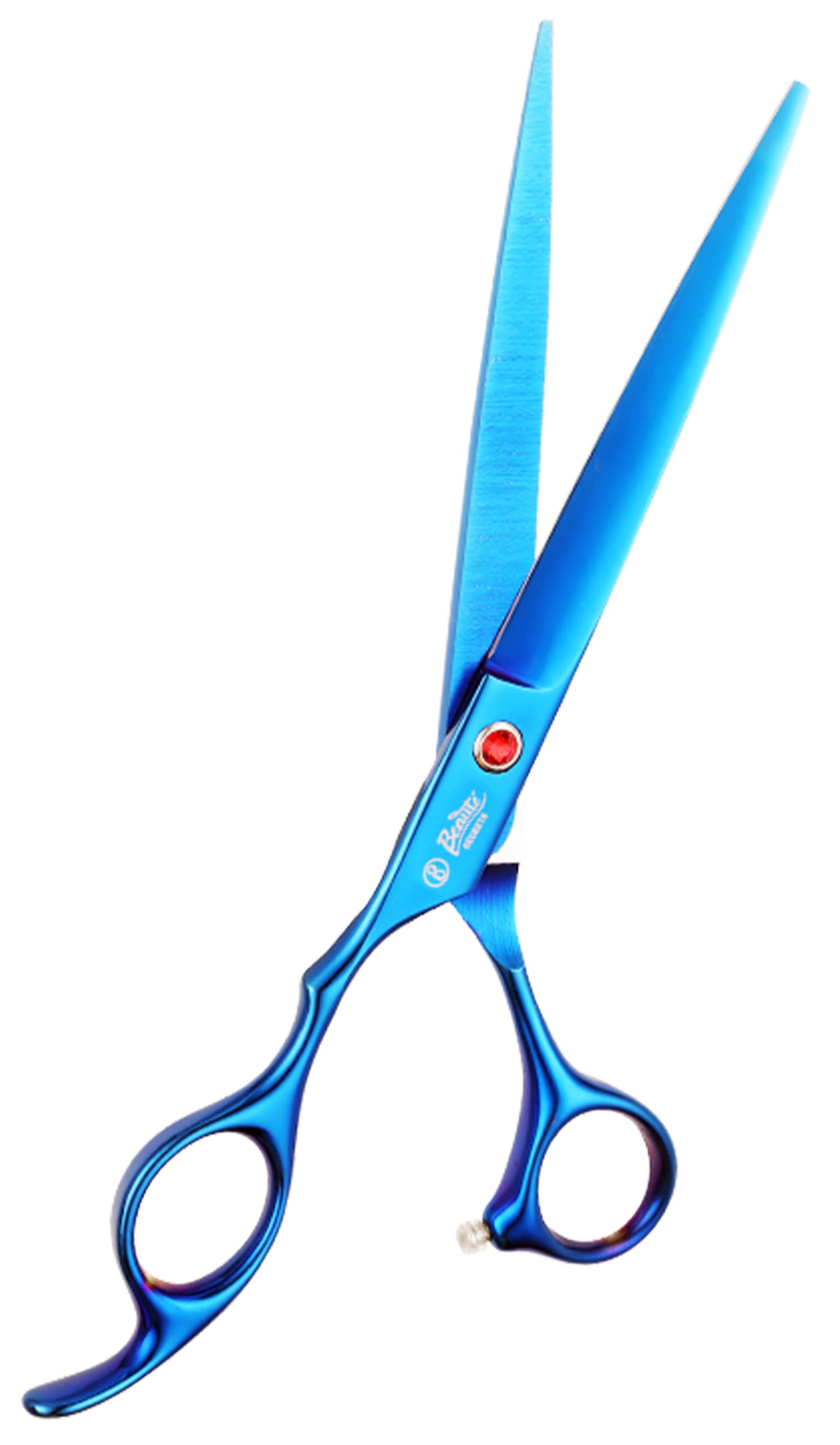 Beauté Secrets Hair Cutting Scissors 7 Inches Professional Dog Cat Grooming Shears with Round Blunt Tip Stainless Steel, Dog Curved Scissors for Grooming Cats Dogs Grooming Tools, Blue (Straight)-image-11