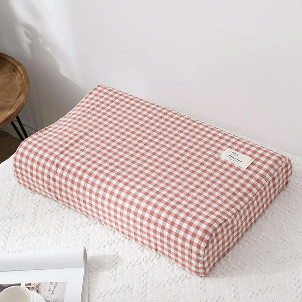 Soft Cotton Latex Pillow Case Cover Solid Color Plaid Sleeping Pillowcase for Memory Foam Pillow Latex Pillow 30x50CM/40x60CM