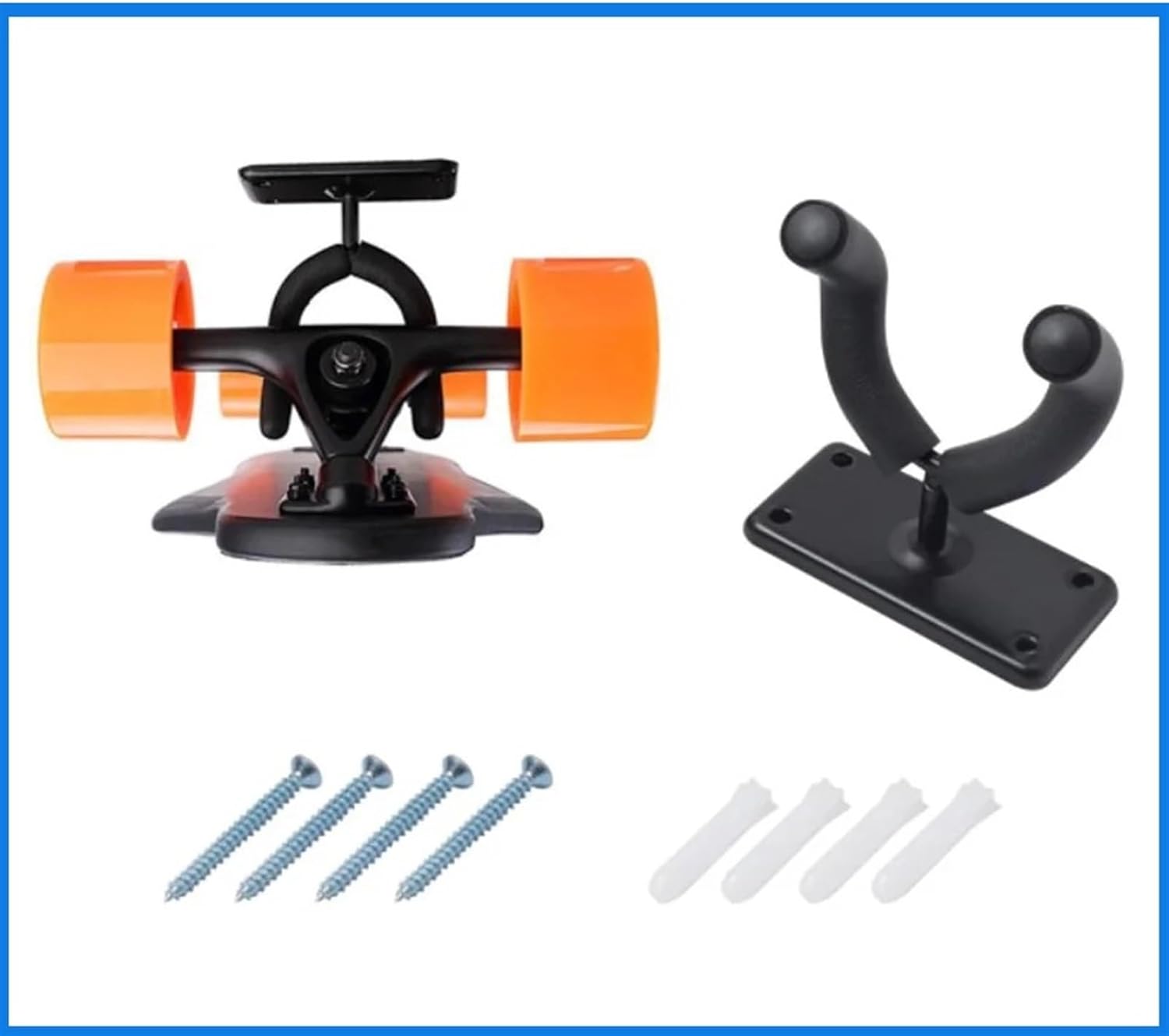 Durable Wall Mount Skateboard Deck Display Wall Mount Horizontal Hanger Rack Stable and Sturdy Longboard Storage Display Rack, Black