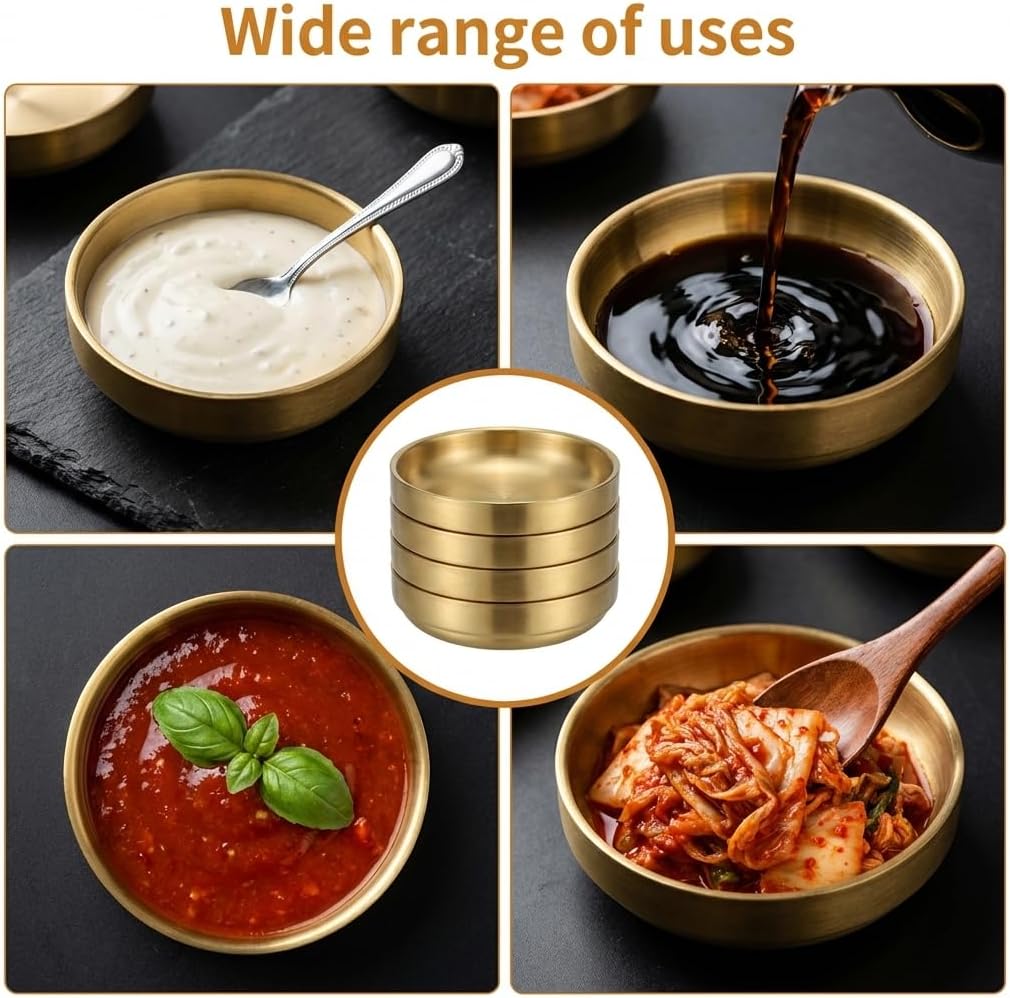 Sauce Dish, 4 PCS, Gold, 3.5 Inch, Round