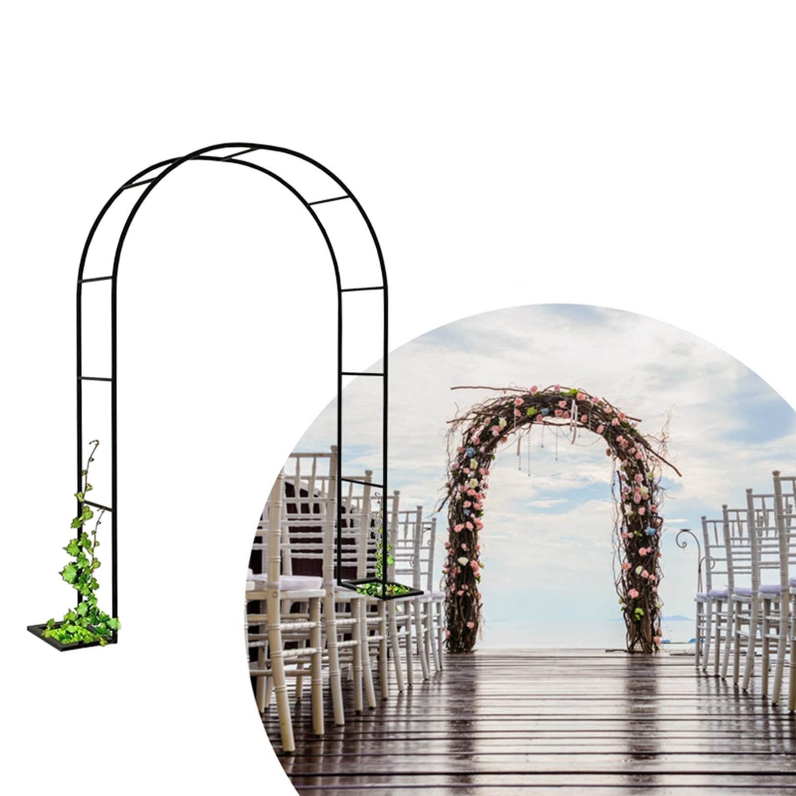 Support pour plantes grimpantes et arche de jardin pour tonnelle de mariage