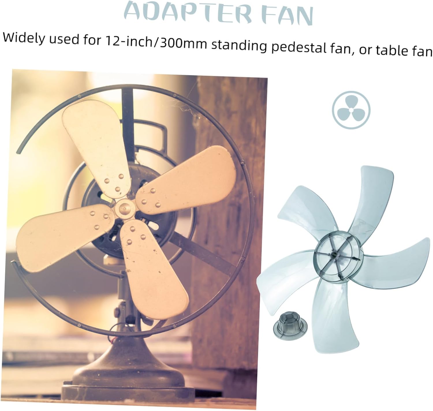 DOITOOL 11 Inch Plastic Fan Blade Replacement with Nut Cover, 5 Leaves Universal Replacement Blades for General Standing Fan Pedestal Table Fanner