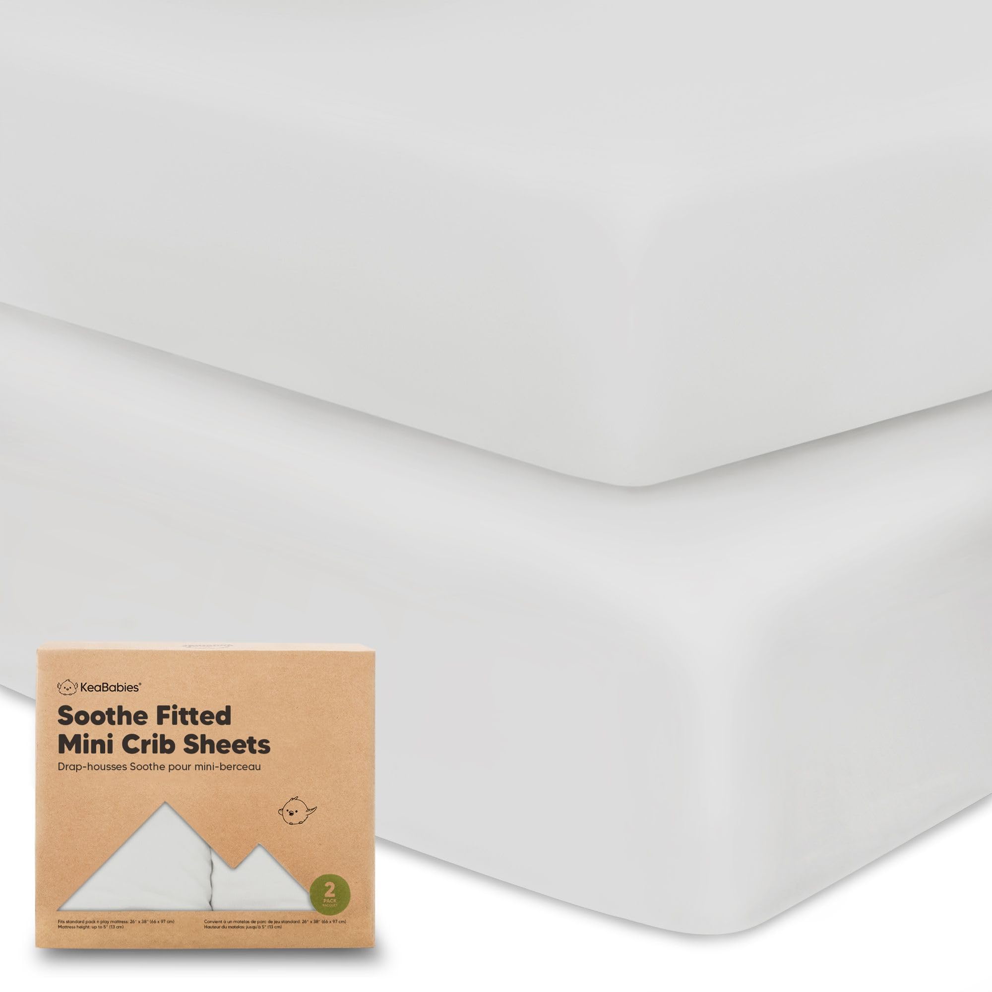 2-Pack Mini Crib Sheets Fitted, Pack and Play Sheets - Organic Cotton Pack N Play Sheets for Pack and Play Mattress, Playard Baby Crib Sheets, Jersey Crib Sheets Neutral for Boys, Girls (French Gray)