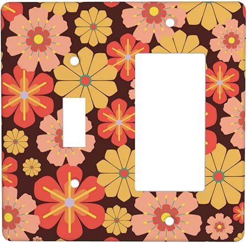 Cubierta de interruptor de luz retro vintage de los años 60 y 70 con diseño de flores para decoración y accesorios de cocina del hogar 2 bandas