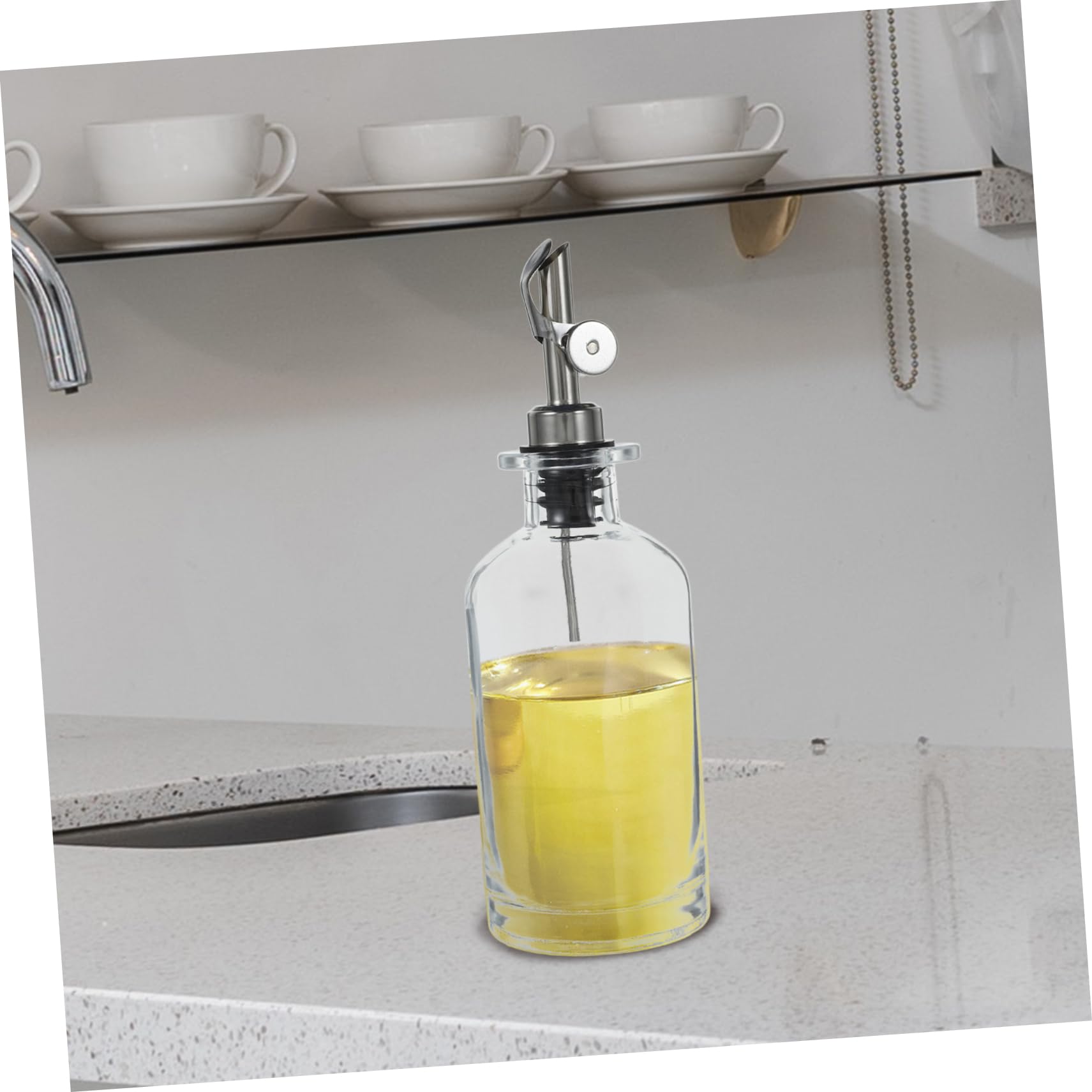 2 Stück Glas Ölflaschen 350 Ml Selbstregulierend Automatischer Ausgießer Küchenölspender für Sojasauce Essig Transparent mit Abdeckmechanismus Küchenutensilien