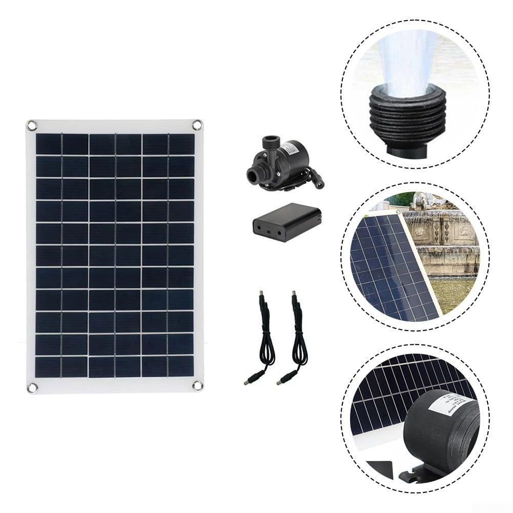 Kit de pompe à eau solaire 50 W avec débit de 800 L/h et élévation de 5 m, pompe de fontaine pour bassin de jardin avec panneau monocristallin pour cascade, aquarium, circulation et alimentation de