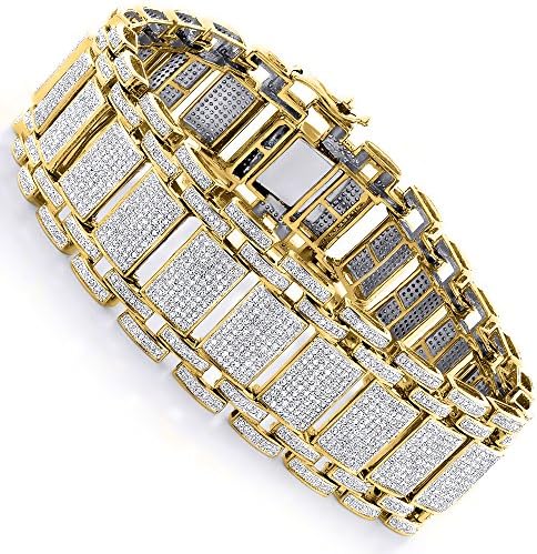 Luxurman Unique 10K or 14K Gold Mens Iced Out Pave Cut Natural 8 Ctw Diamond Bubble Bracelet