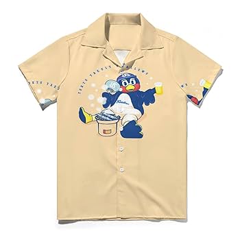 アロハシャツ　つば九郎　シャツ　ヤクルトスワローズ　半袖　激レア　　高級感あり アロハシャツ つば九郎 シャツ ヤクルトスワローズ 半袖 激レア