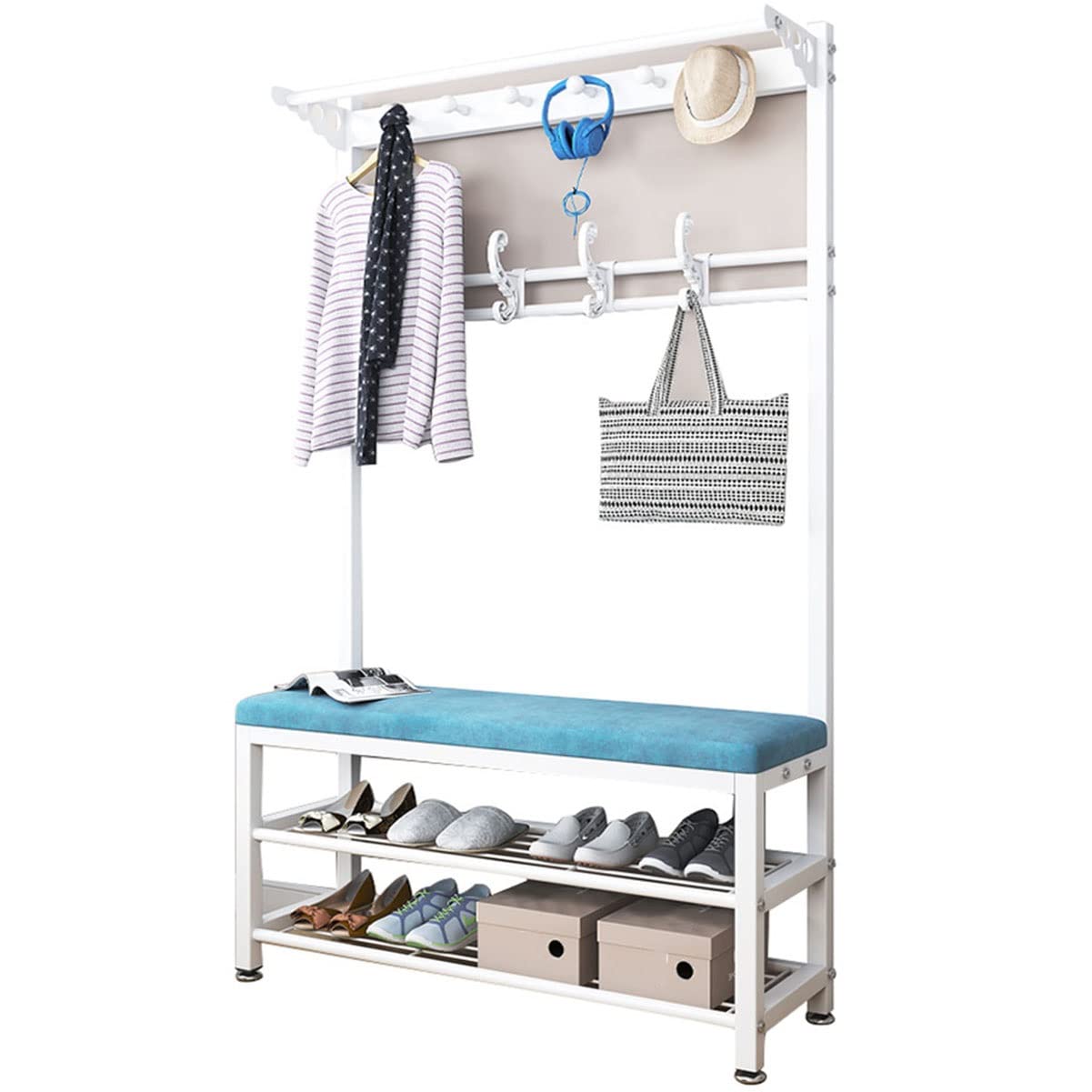 Garment Rail Exquisite Clothes Rail Rack Coat Rack With Shoe Storage Bench Entryway Hall Tree With 11 Hooks
