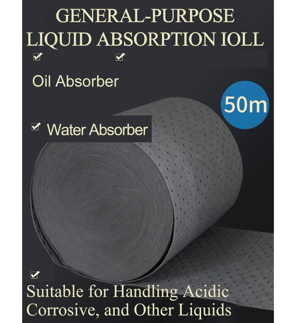 Ölbindemittel, 50M Grau Ölabsorbierende Baumwolle Rolle - Saugmatte Ölabsorbierende Pads für Werkstatt Garage Küche, Dicke: 2/3/4/5 mm, Grau, 1 Rolle(W80cm,4mm)