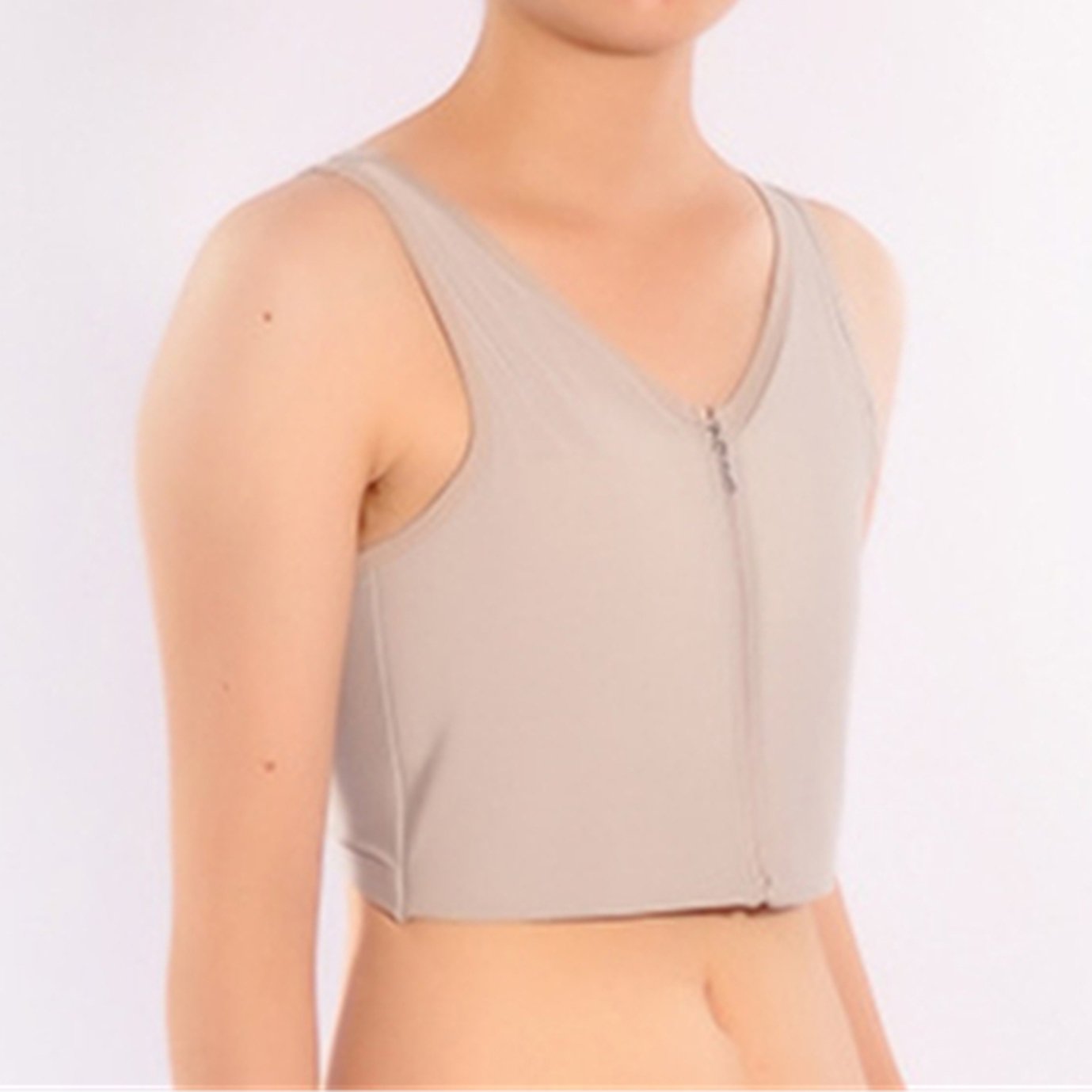 BaronHong Mujeres Lesbianas Tomboy Zip Up Tank Top Chaleco Pecho Carpeta Más Fuerte Vendaje