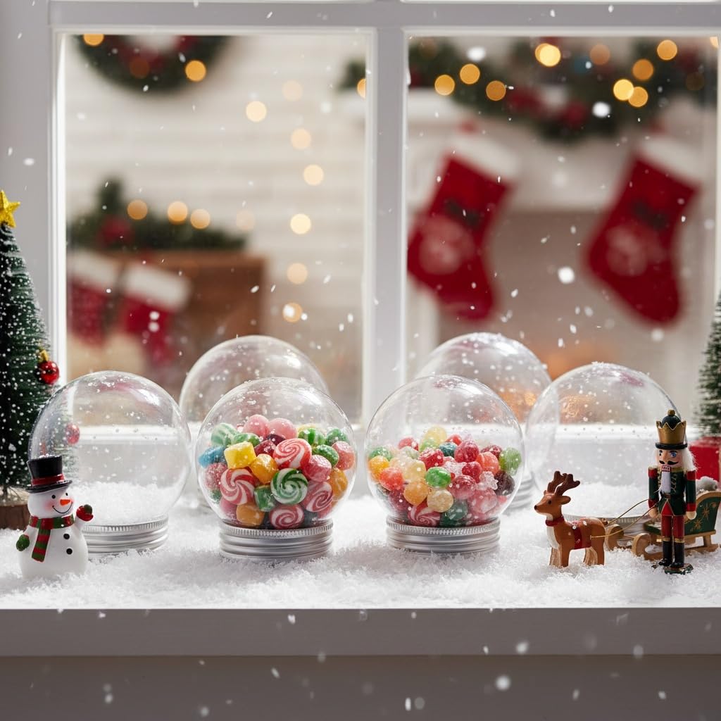 Veemoon Kit di 12 globi d'acqua trasparenti con neve per realizzare decorazioni natalizie e progetti creativi, infrangibili, facili da pulire e da usare